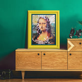 "Graffiti Mona Lisa" Chromatic Hand Painted Embellished Giclee Portrait Canvas Wall Art with Baroque Frame
